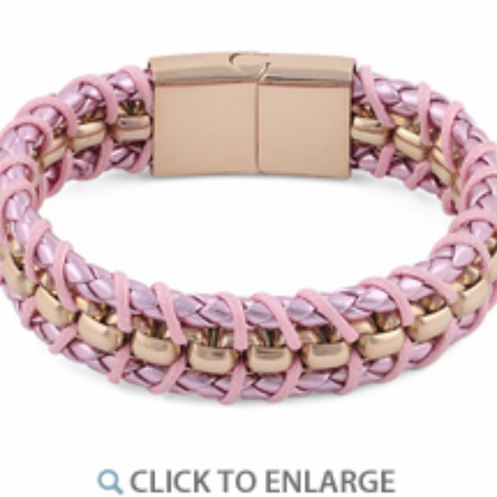 Rose Gold Plated Steel Chain Pink  Bracelet
